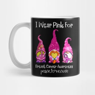 I wear pink for breast cancer awareness peace love cure Mug